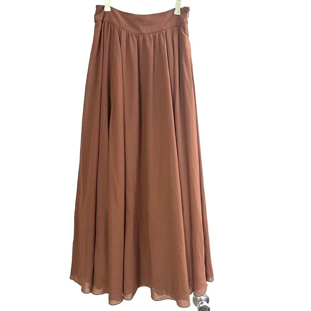 ANTHROPOLOGIE Edme & Esyllte Lengthening Rays Brown Flowy Maxi Skirt - Sz 2 - Picture 1 of 4